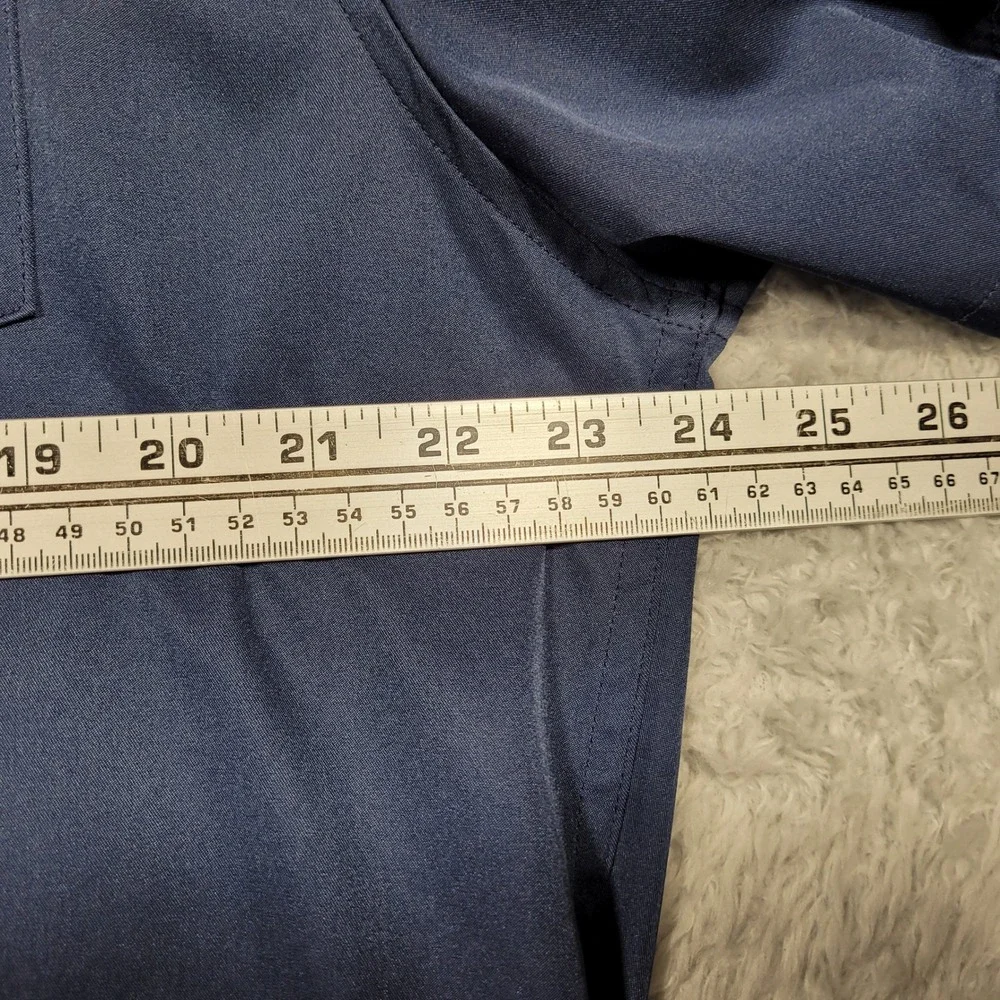 Coofandy‎ Mens Short Sleeve Button Up Shirt Plaid Trim Blue Casual Large